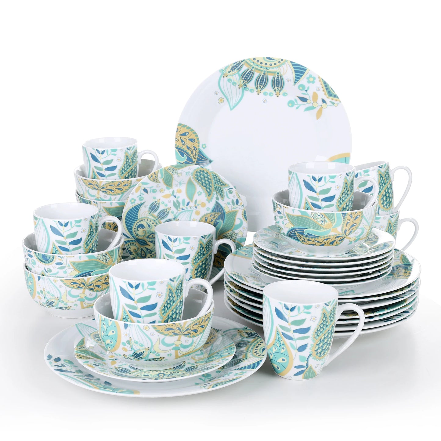 VEWEET ELINA 32-Piece Porcelain Ceramic Dinner Set Service for 4 - Easier Life Emporium