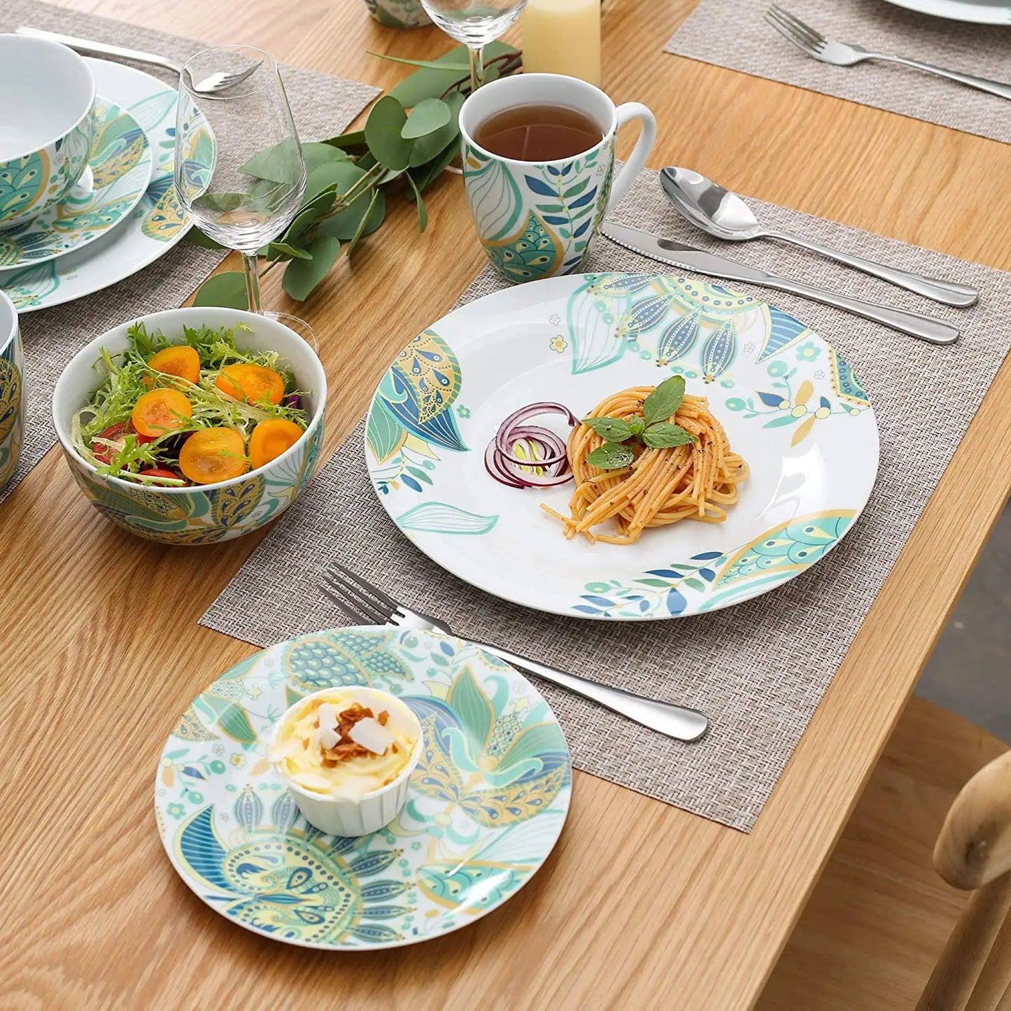 VEWEET ELINA 32-Piece Porcelain Ceramic Dinner Set Service for 4 - Easier Life Emporium