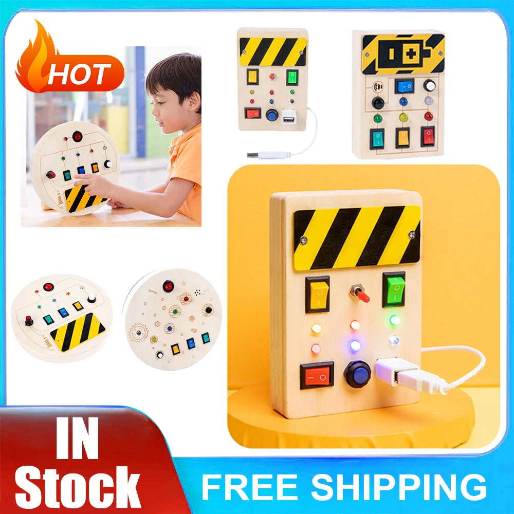 LED Light Busy Board Wood Physical Educational Toys - Easier Life Emporium