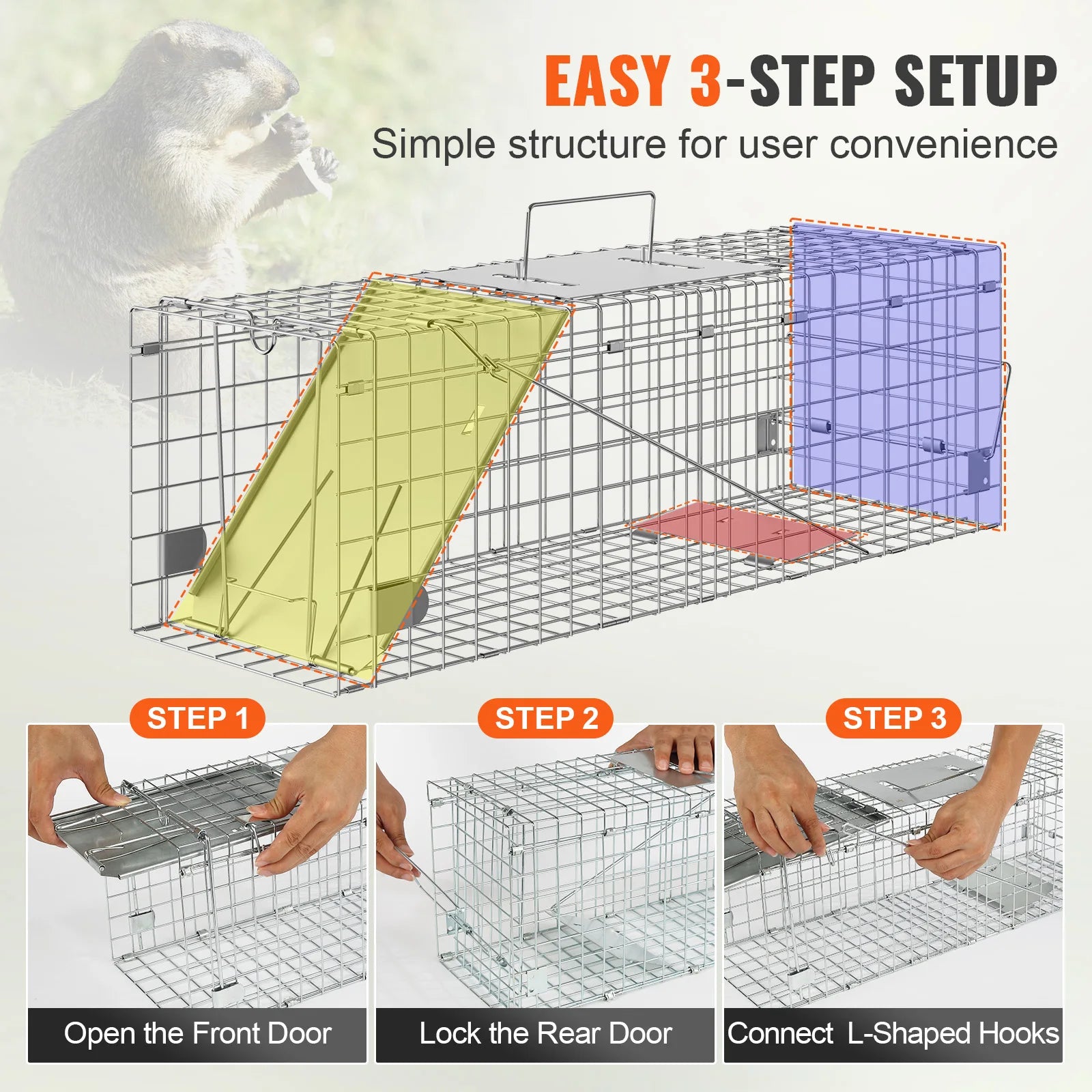 Live Animal Cage Trap Humane /Folding with Handle - Easier Life Emporium