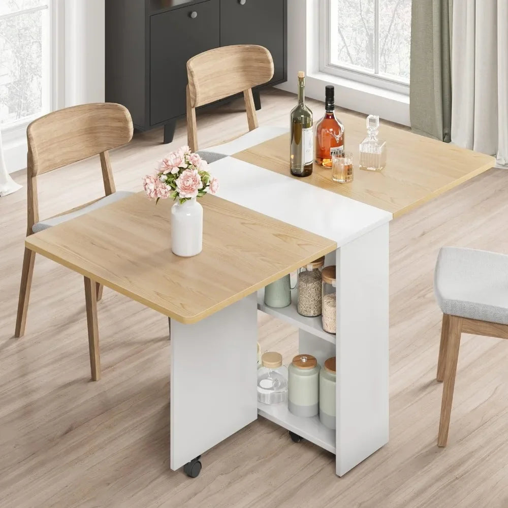 Space Saving Folding Dining Table with 2 Tier Storage - Easier Life Emporium