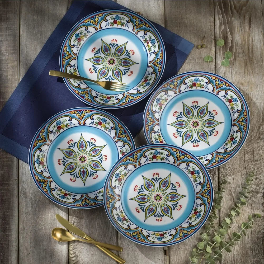 Dinner Set Blue and Yellow Tableware 16 Piece - Easier Life Emporium