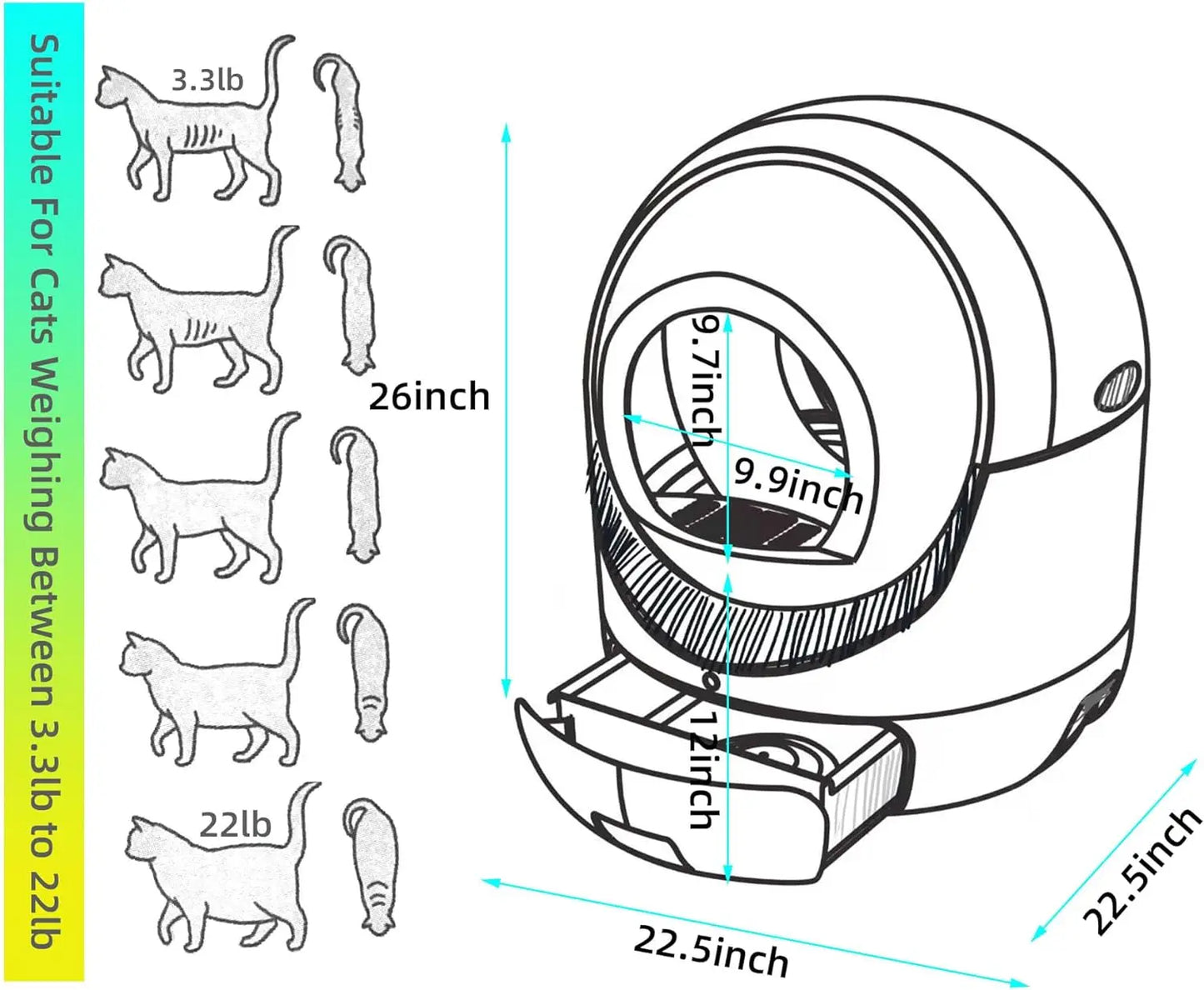 Large Self Cleaning Cat Litter Box, Pretty Automatic Cat Litter Box Robot with APP Control & Safe Alert & Smart