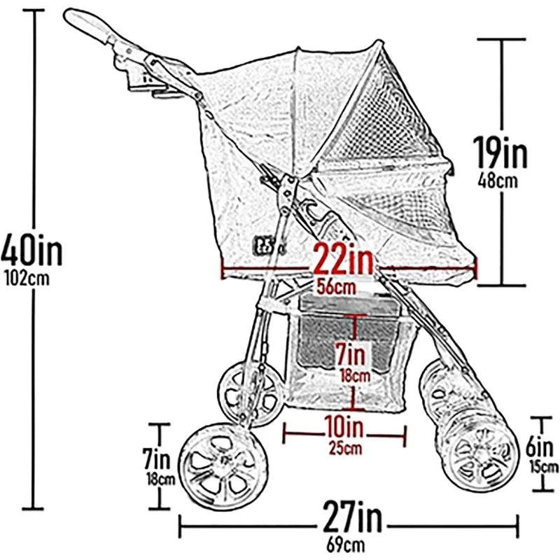 Pet Stroller for Cats/Dogs, Entry, Easy Fold - Easier Life Emporium