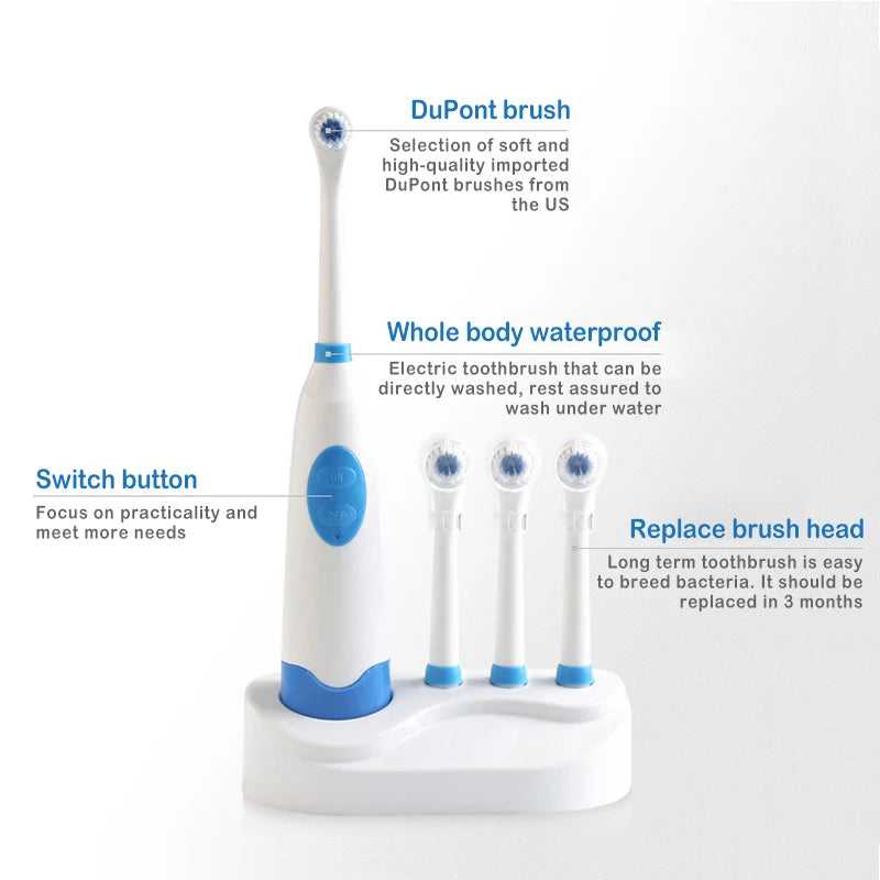 Child & Adiult Electric Toothbrush With 4 Brush Heads - Easier Life Emporium