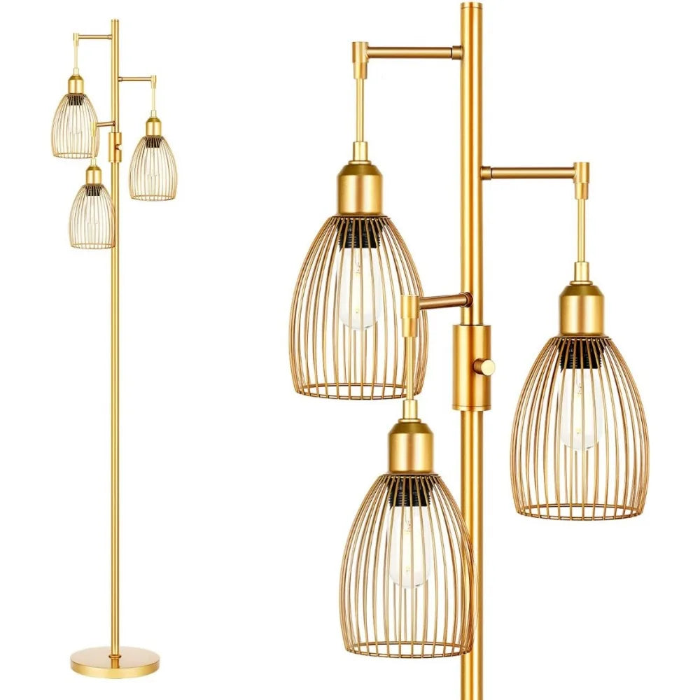 Standing Tall Lamps with 3 Elegant Teardrop Cage Head - Easier Life Emporium