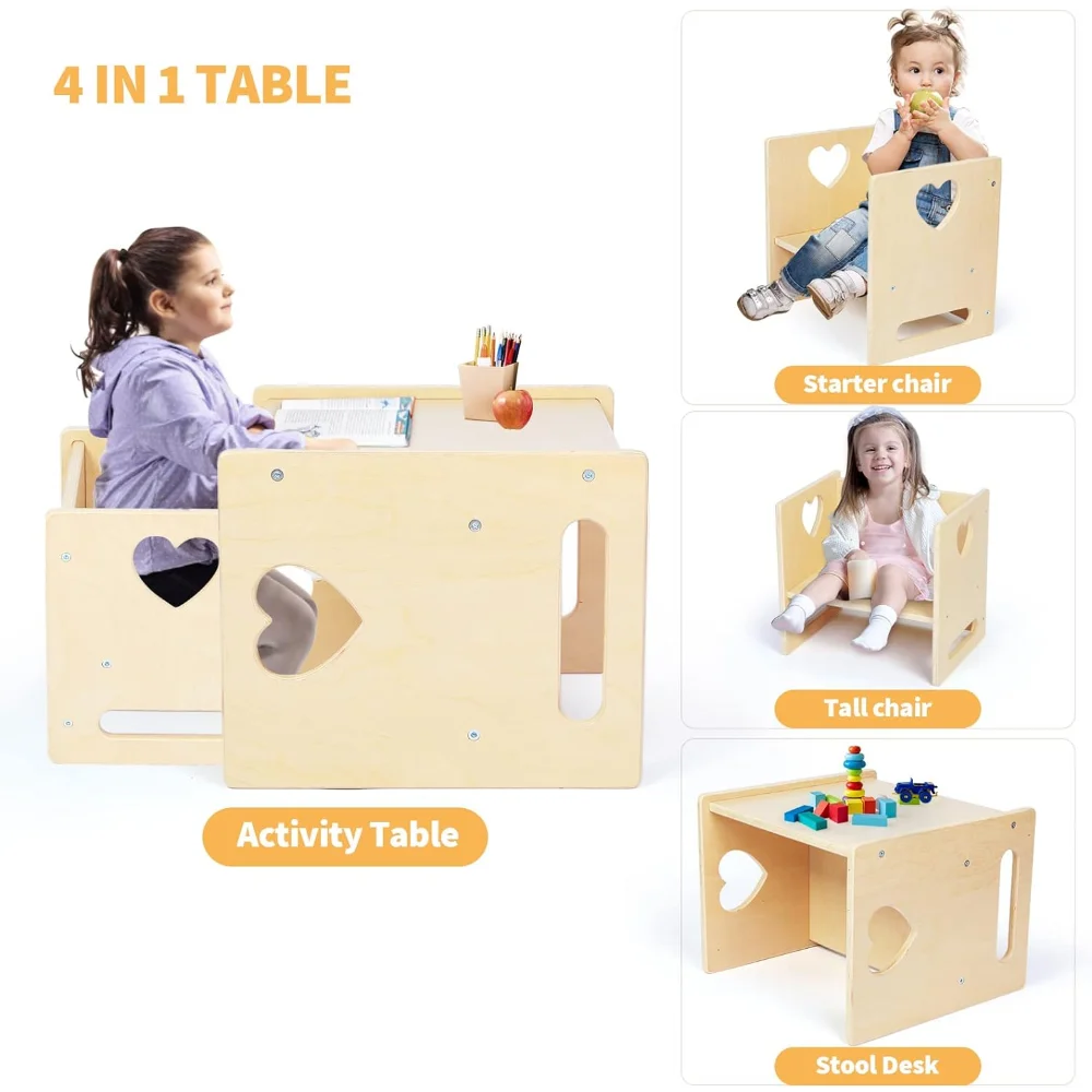 4 in 1 Montessori Kids Table and Chair Set - Easier Life Emporium