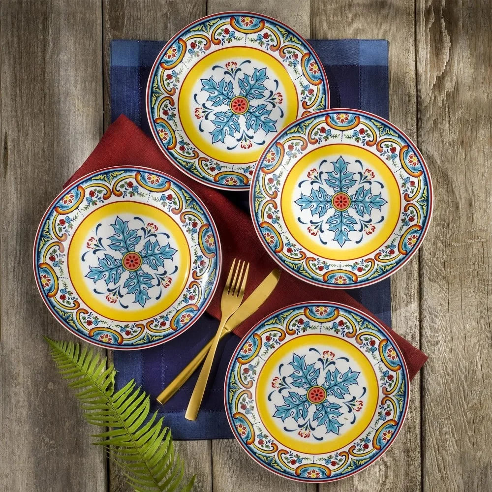 Dinner Set Blue and Yellow Tableware 16 Piece - Easier Life Emporium