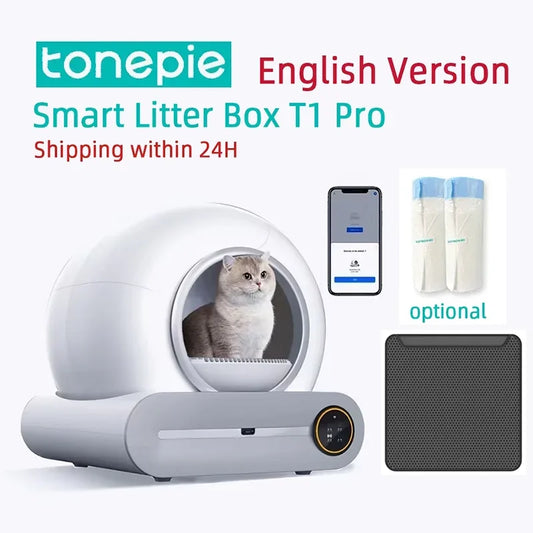 English Version Tonepie 65L Automatic Smart Cat Litter Box Self Cleaning Fully Enclosed Cats Litter Box Pet Toilet Litter Tray